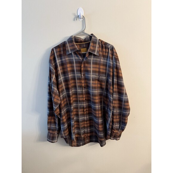 Robert Talbott Carmel Brown Plaid Button Down Sz L - Picture 1 of 10